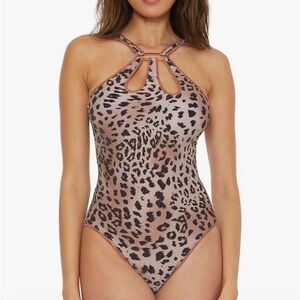 Becca Swimwear Cheetah Print One Piece NWT